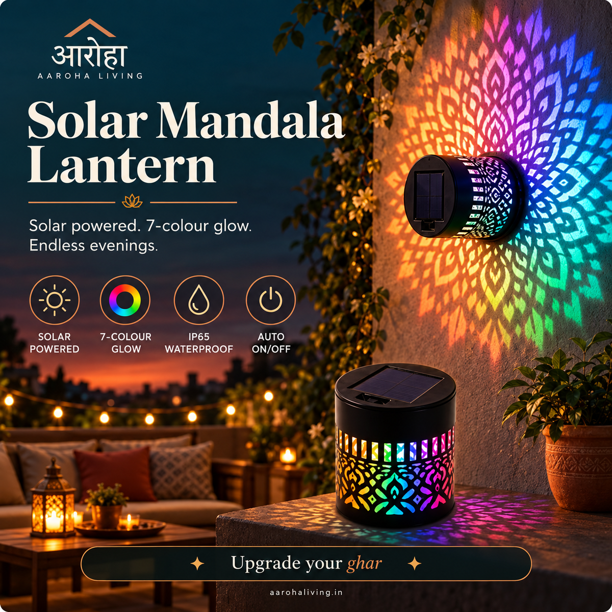 Solar Mandala Lantern Pack of 3 (Terrace Set)