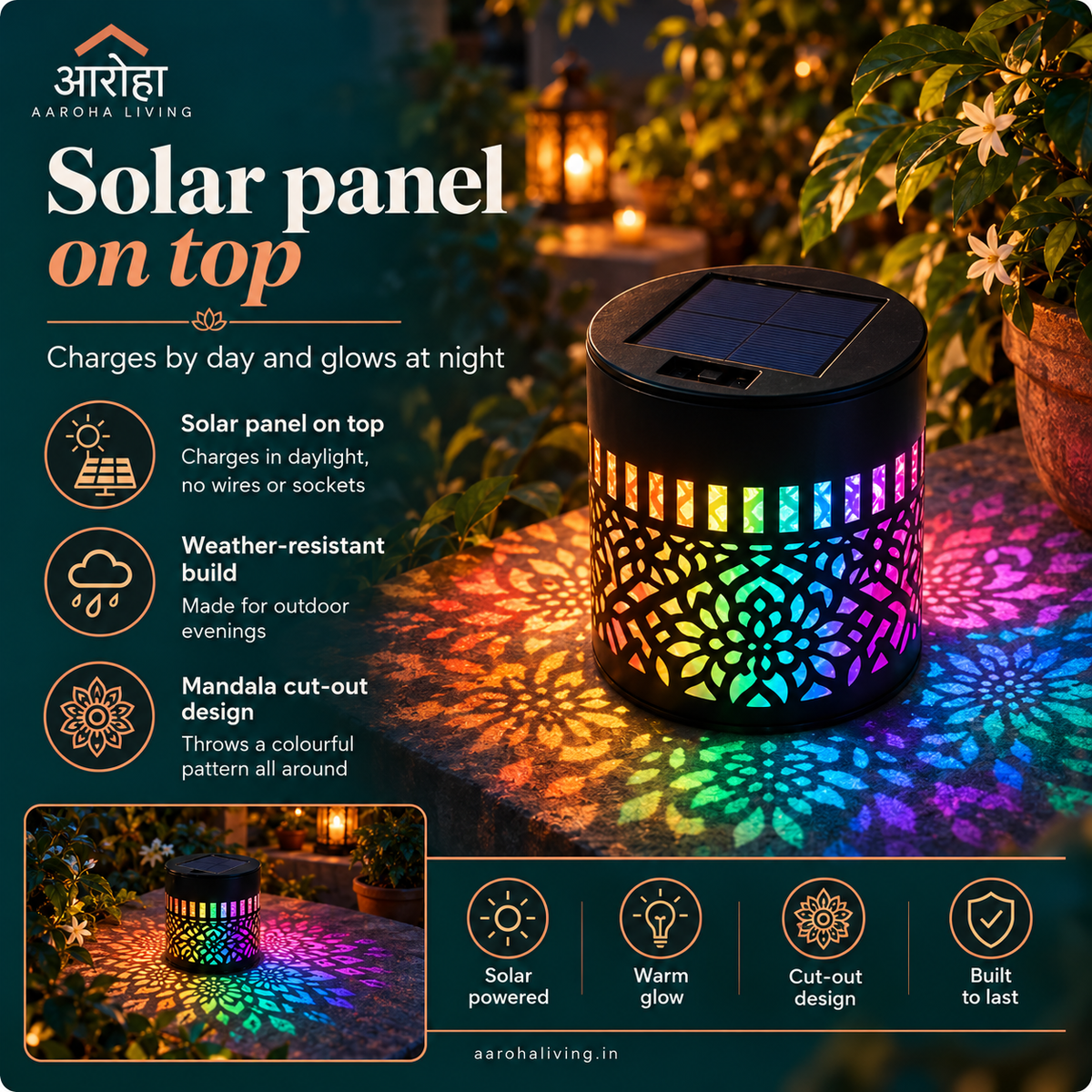 Solar Mandala Lantern Pack of 3 (Terrace Set)